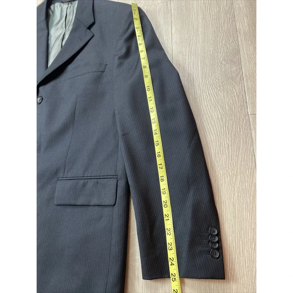 Banana Republic Suit‎ Jacket Sport Coat Blazer Wool 3 Button Black Stripe 42S